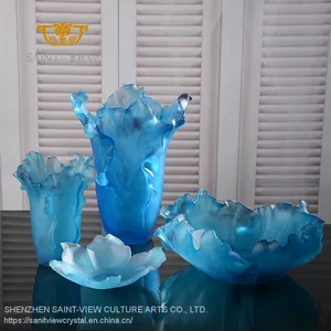 SAINT-VIEW Hot-selling Design Modern Frosted Colored Crystal Glass Vases for Wedding Centerpiece thumbnail-5