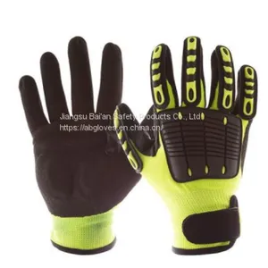 Anti Impact & Cut 13G HPPE Liner Nitrile Sandy Coated TPR Oilfield Impact Gloves thumbnail-1