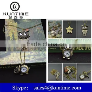 Promotional Gift Antique Pocket Watch Mini Coin Watch Mental Chain Quartz Watch Assorted Patterns thumbnail-1