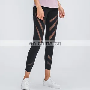 Women Spring Summer Workout Clothing Sexy Mesh Capris Yoga Tight Pants Leggings for Women Fitness thumbnail-4