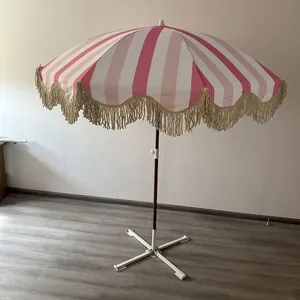 Tassel Outdoor Parasol With Rotating Sunshade and Steering Beach Umbrella Suitable for Scenic Spots and Beaches thumbnail-2
