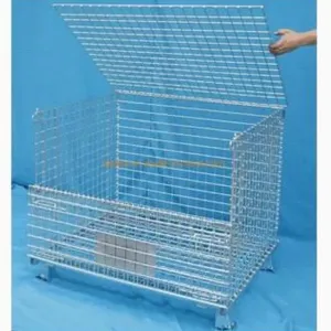 Wholesale Price Heavy Duty Galvanized Steel Folding Storage Cage for Logistic Transportation thumbnail-1