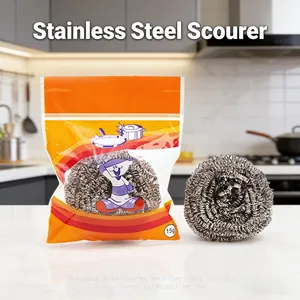 Multi-Size Steel Scrubber Single Pack Stainless Steel Scourer Ball for Household Clean thumbnail-1