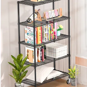 5-Tier Metal Shelves for Storage on Wheels thumbnail-5