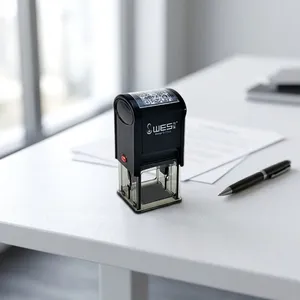 Auto Stamp 25x25mm Square WES Factory Custom With Protective Cover Logo Printing for Official Seals Authentication thumbnail-1