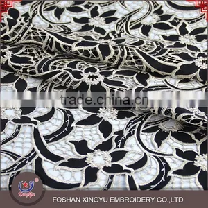 Hot-selling Promotional Custom Chemical Evening Sexy Dress Use Hot Popular Black Gold Lace Fabric Supplier's Choice thumbnail-3