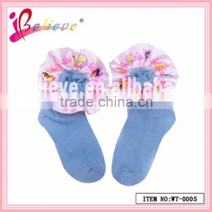 2014 Good Selling Baby Products Fancy Soft Fabric Wholesale Baby Socks With Ribbon (WT-0005) thumbnail-1