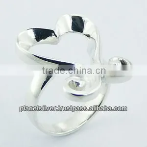 925 Sterling Silver Planet Silver Designer Ring Twirled Heart thumbnail-1