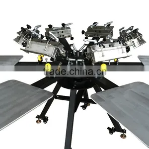 Manual Turntable T-shirt Garment Textile Screen Printing With 6 Color 6 Stations With Micro Registration thumbnail-1