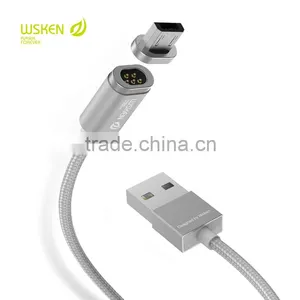WSKEN X-Cable Metal Mini 2 2in1 Magnetic Cable For Iphone 5s/6s/6plus/Samsung S7edge/s7 1m 2.4A LED Indicator Light Nylon Cable thumbnail-1