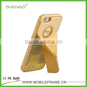 PU Leather and Diamond Metal Stands Function Phone Cases for IPhone 6 thumbnail-3
