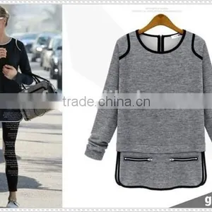 Sexy Hot! High Quality 2015 Blouses Women Long Sleeve Sexy T Shirt Dress Blue Gray Blouse Shirts Female Blouse thumbnail-1