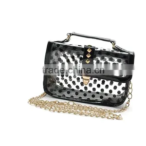 High Fashion Ladies Cheap Dot Clear Pvc Plastic Messenger Bag thumbnail-4