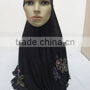 H251 Latest Muslim Hijab With Rhinestone and Crystals thumbnail-1