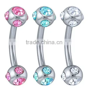 Wholesale Crystal Unique Custom Stainless Steel Fake Cool Eyebrow Rings Body Piercing Jewelry thumbnail-1