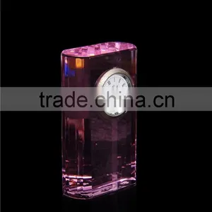 Transparent Simple Design Pink Crysal Cube Block Clock thumbnail-2