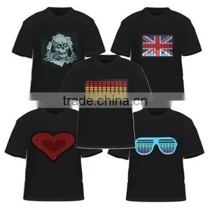 2016 Sound Activated LED T-Shirt EL Light Up Flashing Multi Design Perfect For Parties, Prom, Gifts thumbnail-1