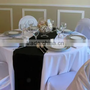 100%polyester Black Satin Table Runner for Wedding thumbnail-1