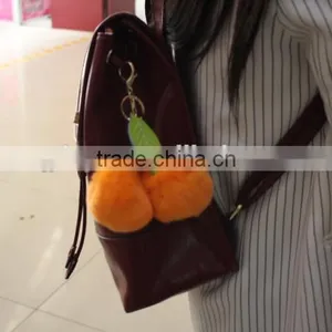 Ball Shape Rex Rabbit Fur Keyring/ Real Rex Fur Ball Key Chain With Pompoms for Bags thumbnail-4