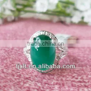 Genuine Chrysoprase 925 Sterling Silver Unique Gemstone Ring thumbnail-1