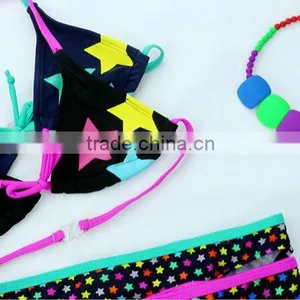 Girls Kids Cartoon Print Bikini Set Child Stars Swimwear Swimming Bathing Suit thumbnail-4