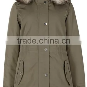 100% Polyester Slim Fit Hooded Womens Padded Jacket With Faux Fur thumbnail-1