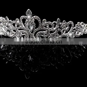 2016 New Fashion Wholesale Elegant Bridal Crystal Wedding Big Crown Superstar Accessories Hair Jewelry for Girls thumbnail-1