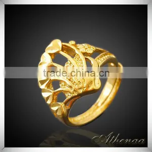 18k Gold Plated Handmade Feather Shape Essential Oil Crown Ring thumbnail-1