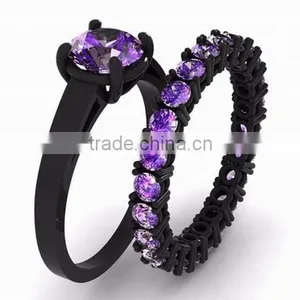 Simple Design Antique Ring Amythest Couple Ring Sets For Lovers thumbnail-1