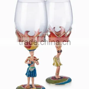 RORO Hawaii Boy&girl Enamel Crystal Glass Big Red Wine Glass thumbnail-1