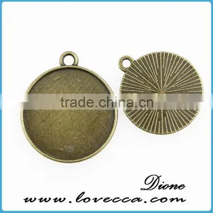 Fashion Round Antique Bronze Silver Gold Glass CABOCHON Necklace Pendant Setting 25mm Round Cameo Setting thumbnail-6