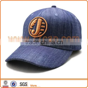 Fitted Embroidered Baseball Cap Hat in Jeans Fabric thumbnail-1