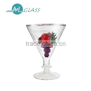 Wholesale Double Wall Ice Cream Glass Bowl Handmade High Borosilicate Glassware N6019 thumbnail-1
