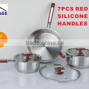 Vantage Design 6pcs Stainless Steel Kitchen Queen Cookware Set With Silicon Handle Including Saucepan Casserole Frypan thumbnail-2
