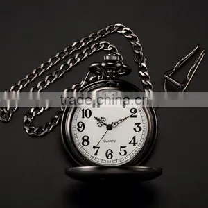 Vintage Men White Dial Analog Pendant Quartz Pocket Watch thumbnail-5