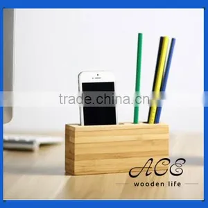 High Quality Wooden Mobie Phone Holder Bamboo Pen Holder thumbnail-1