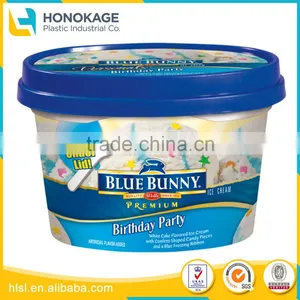 Food Packaging Box With Colorful Label, Disposable Customized Thin Wall IML Plastic Ice Cream Tubs Containers thumbnail-1