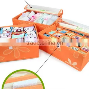 Fashion 7Lattices Oxford Fabric Socks Bra Covered Fabric Storage Box thumbnail-6