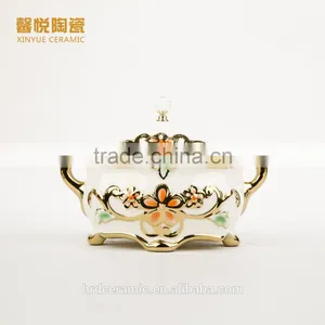 Hot Sale Ceramic Ashtray Electroplating Golden Stocks thumbnail-1