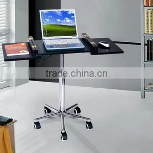 Black Foldable Laptop Desk Rolling Tray Workstation Desktop Computer Table thumbnail-1