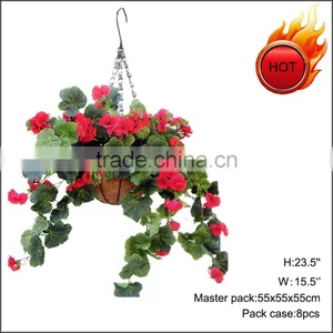 Hot Sale Hanging Silk Begonia Flowers in Basket thumbnail-1