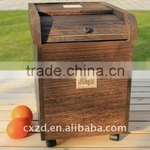 Carbonation of Restoring Ancient Style Wood Recycle Kitchen Rice Square Kitchen Bin thumbnail-1