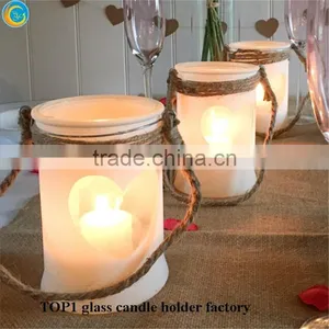 Brown Candle Holders Blue Painted Glass Jars for Candle Holders thumbnail-6