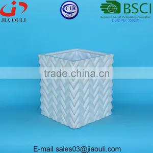 New Design Whitewash and Glazed Ceramic Planters Square Flower Pots thumbnail-3
