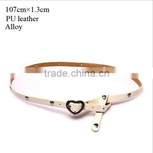 Wholesale Heart Rivet Decorated Heart Buckle Sex Women Lady Thin PU Waist Belt thumbnail-1