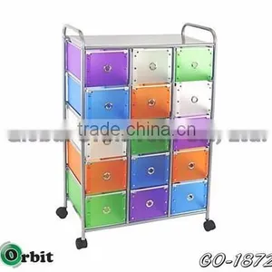 Colorful 4 Tier Plastic Storage Trolley With Drawers, Space Saving Storage Cabinet thumbnail-5