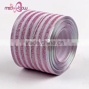 Personalized 2 Inch 50mm Pink Color Jute Burlap Glitter Ribbon thumbnail-1