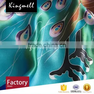 Custom Peacock Pattern Digital Print OEM Silk Crepe Scarf thumbnail-4