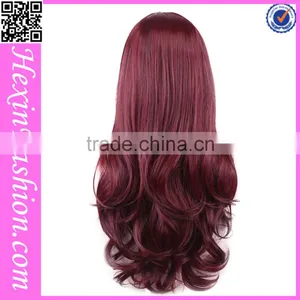 Long Wine Red Curly Wig Wholesale thumbnail-2