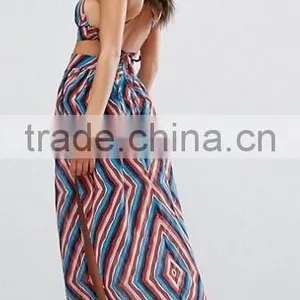 Fashionable Boohoo Maxi Beach Dress Set Crop Top Set thumbnail-3